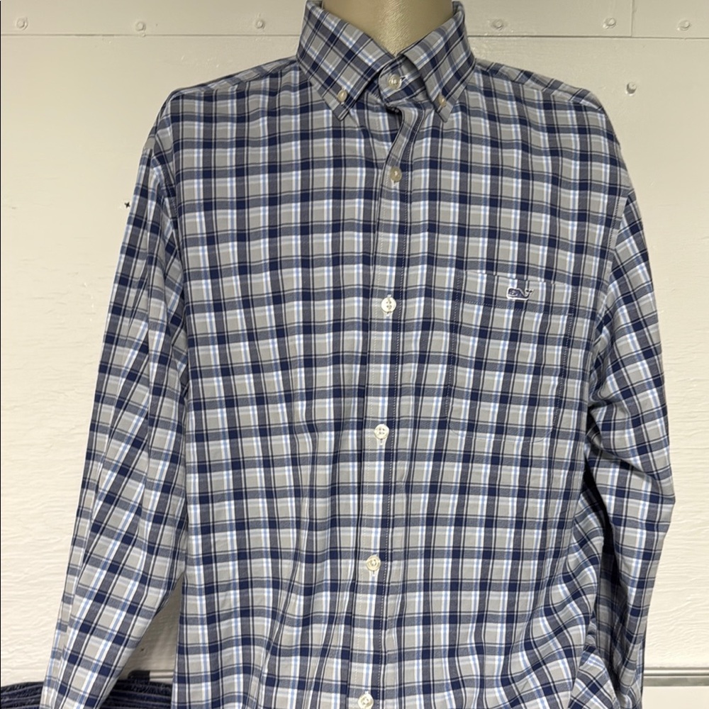 Vineyard Vines Blue and Gray Casual Button Down Shirt